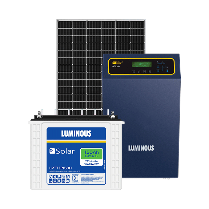 Solar Off Grid Combo | PCU 9.5 kva, Solar Battery 150 Ah (10 Nos.), Solar Panel 540 W (12 Nos.)