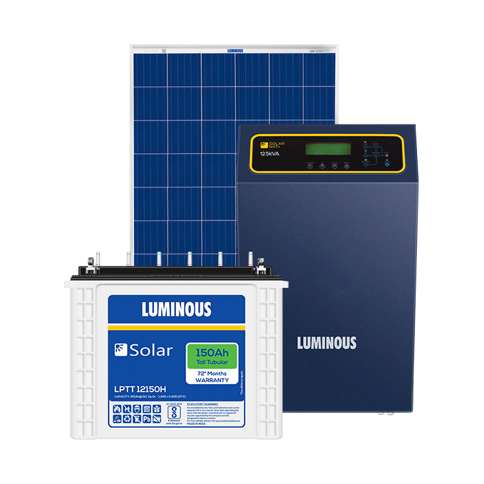 Solar Off Grid Combo | NXT 12.5 KVA, Solar Battery 150 Ah (10 Nos.), Solar Panel 330 W (30 Nos.)